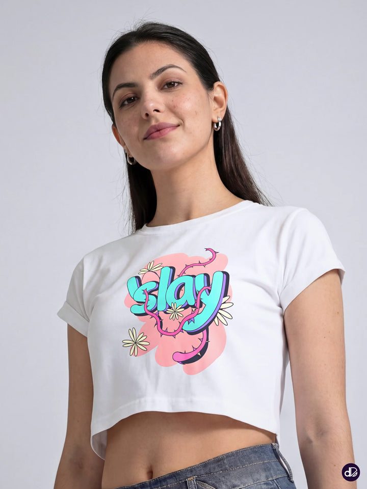 SLAY THE THORNS | Women's Premium Crop Top