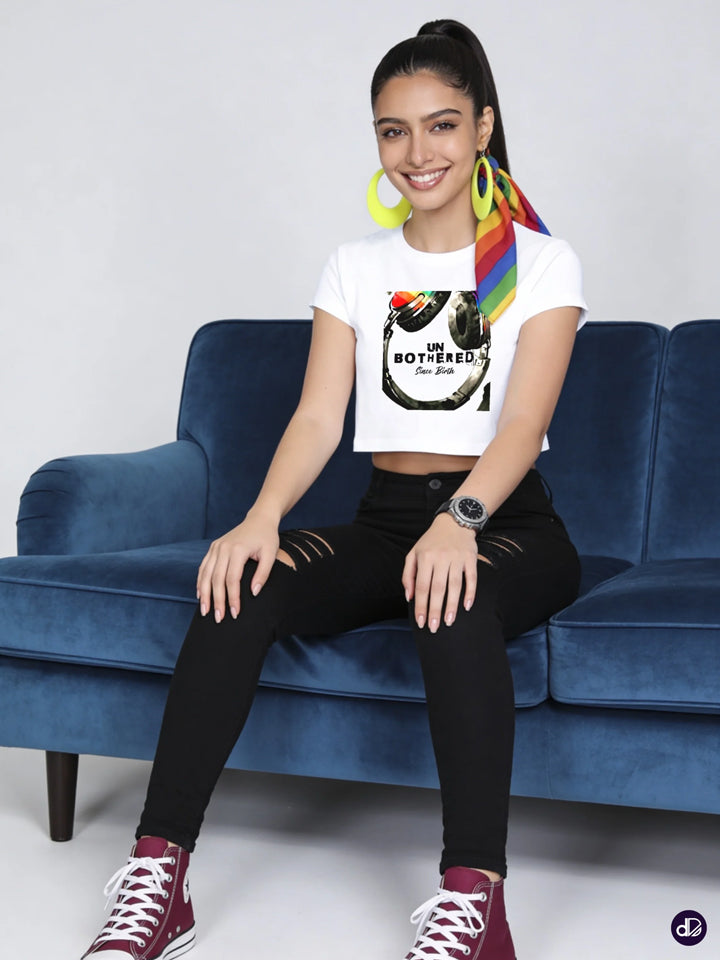 UNBOTHERED FREQUENCIES | Women's Premium Crop Top